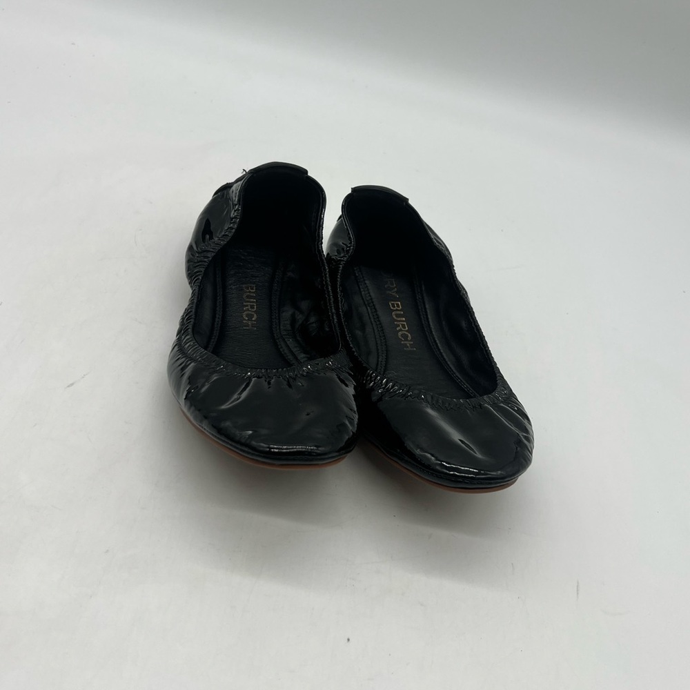 Tory Burch Eddie Women’s 8M Black Patent Leather Quiet Luxury Ballet Flats Shoes